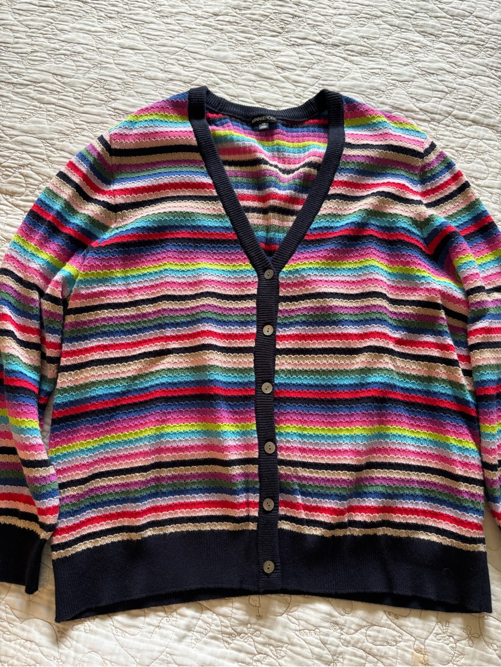 NWOT Minnie Rose Striped Cotton Cardigan Sweater, 1X